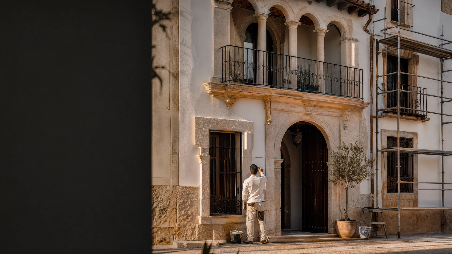 Restored Andalusian building facade